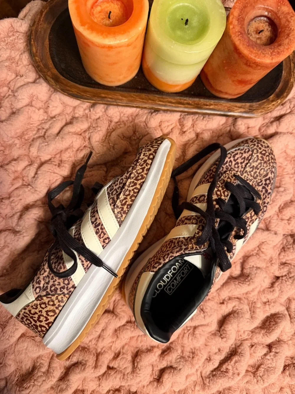 adidas Leopard Print Sneakers with Cream Stripes and Black Laces/New Without tag